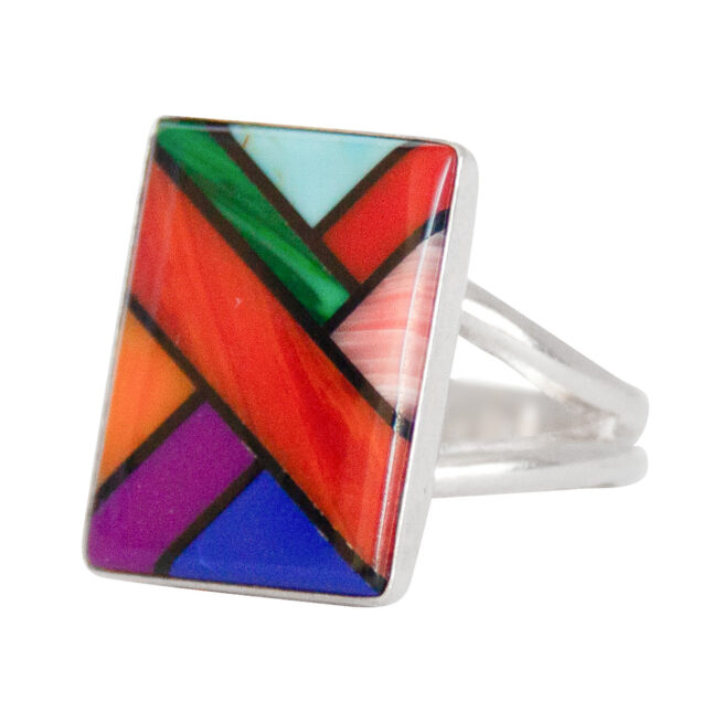 Square Zuni Inlay Ring - Image 3