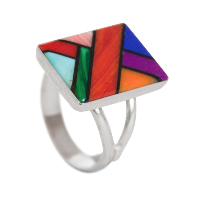 Square Zuni Inlay Ring - Image 4