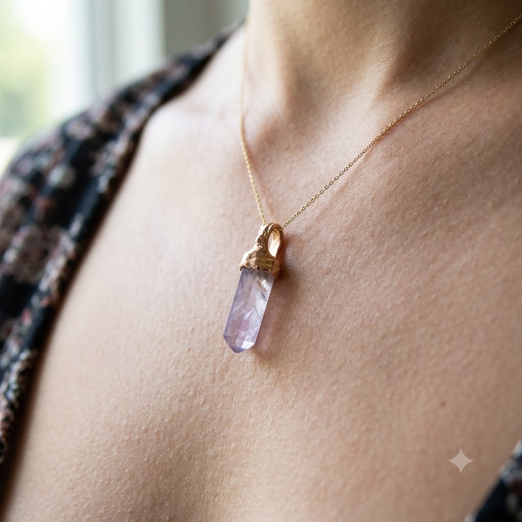 9K Gold Amethyst Point Talisman