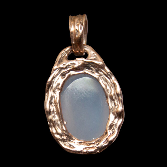 9K Gold Blue Chalcedony Talisman - Image 5