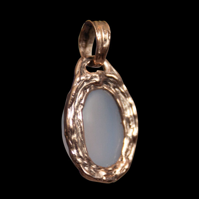 9K Gold Blue Chalcedony Talisman - Image 4