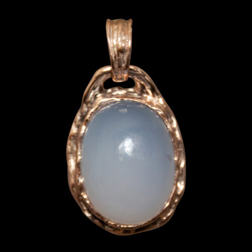 9K Gold Blue Chalcedony Talisman