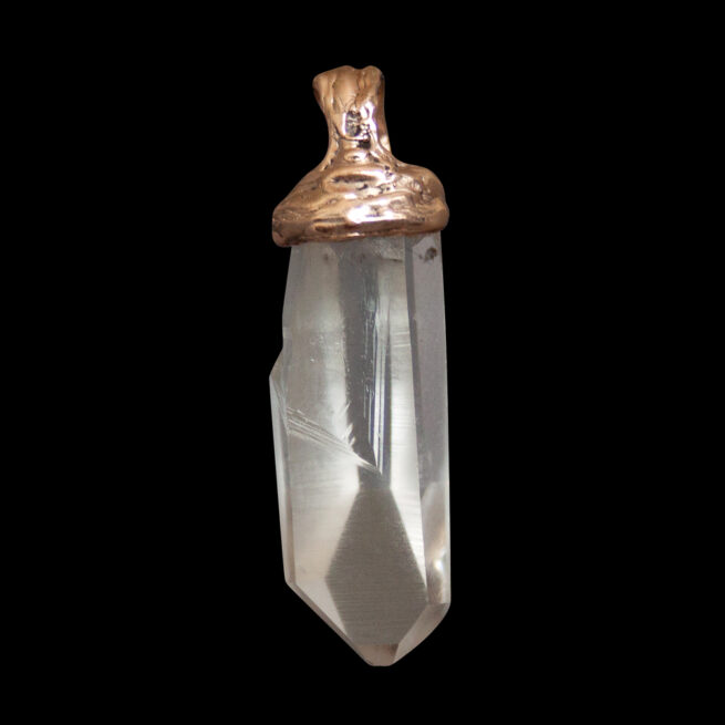 9K Gold Clear Quartz Pendant – Image 3