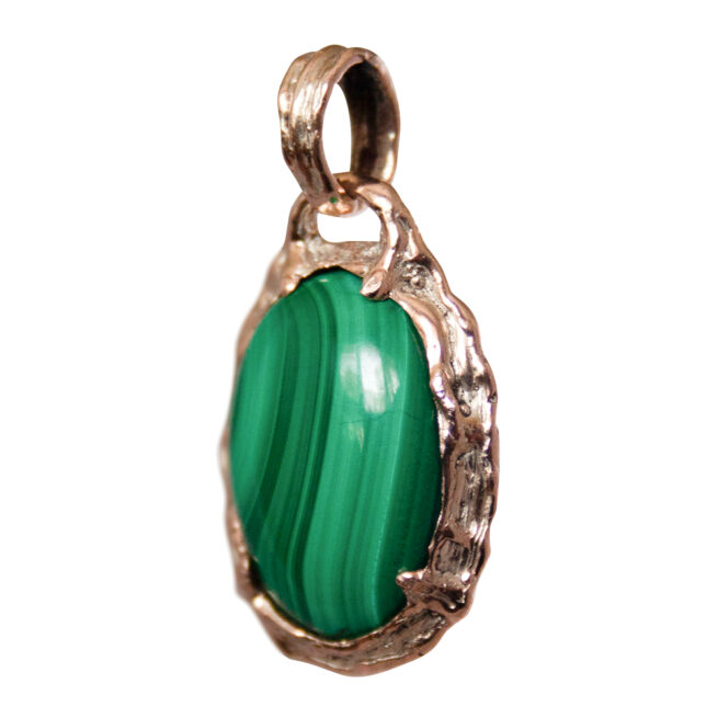 9K Gold Green Malachite Medallion - Image 2
