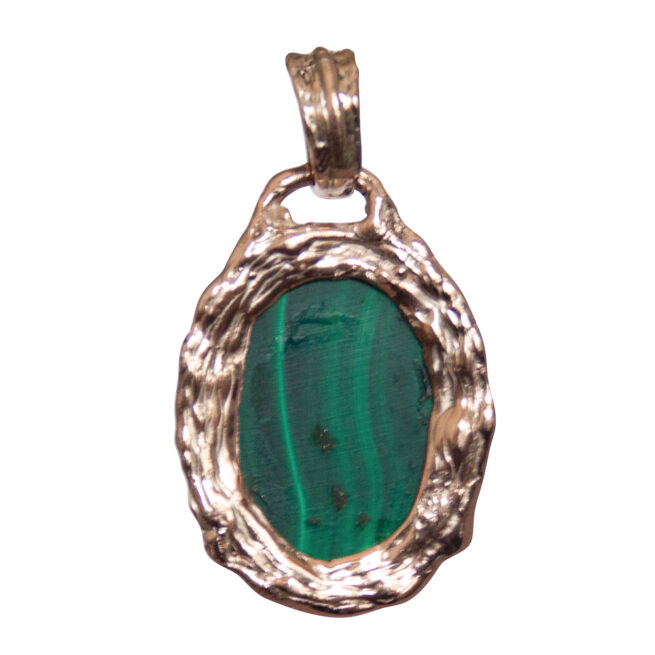 9K Gold Green Malachite Medallion - Image 4