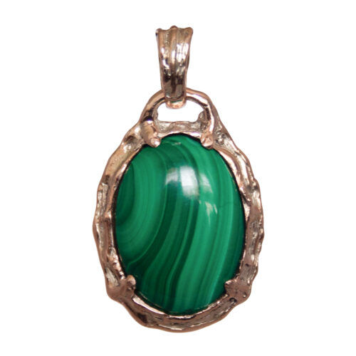 9K Gold Green Malachite Medallion