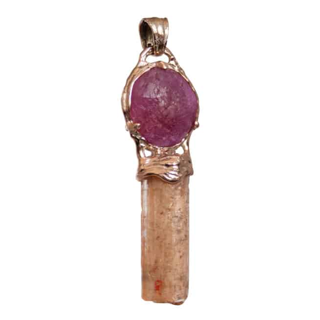 Pendentif Rubis Topaze Impériale Or 9 Carats – Image 2