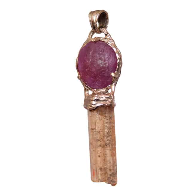 Pendentif Rubis Topaze Impériale Or 9 Carats – Image 3