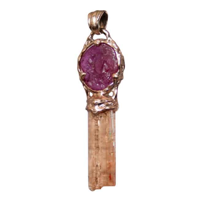 Pendentif Rubis Topaze Impériale Or 9 Carats – Image 5