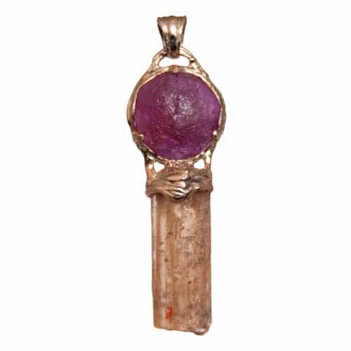 9K Gold Imperial Topaz Ruby Pendant