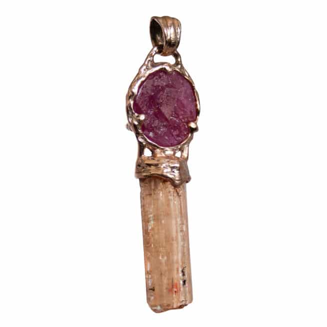 Pendentif Rubis Topaze Impériale Or 9 Carats – Image 4