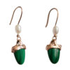 9K Gold Malachite Pearl Earrings - Image 2