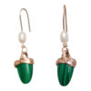 9K Gold Malachite Pearl Earrings - Image 5