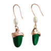 9K Gold Malachite Pearl Earrings - Image 3