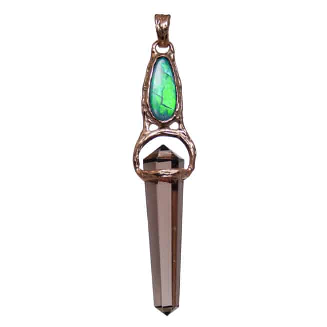9K Gold Smoky Quartz Opal Pendant