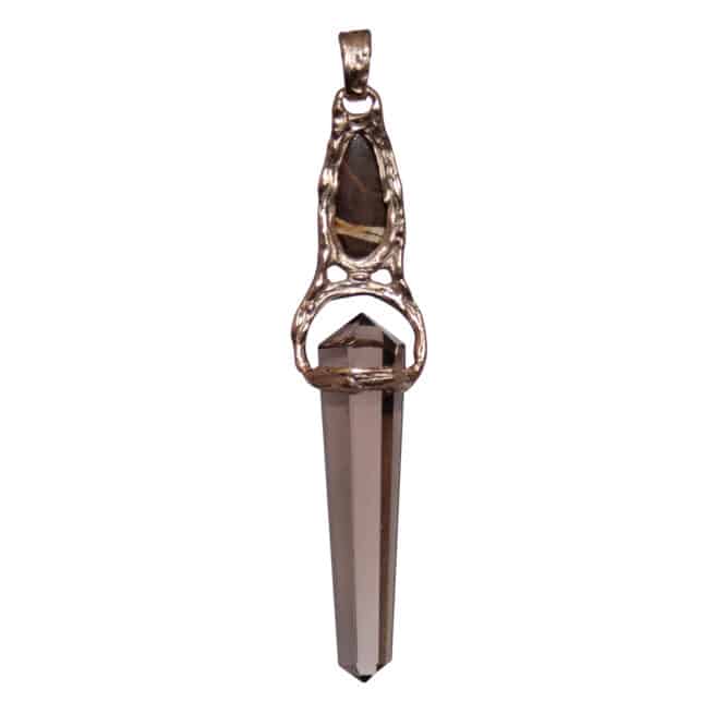 Pendentif Opale Quartz Fumé Or 9 Carats – Image 4