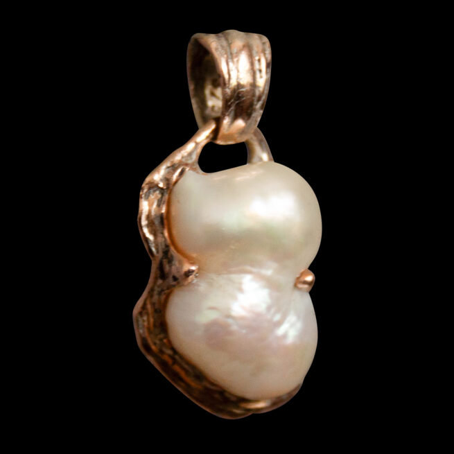 Pendentif Perles d'Eau Douce Jumelles Or 9 Carats – Image 2