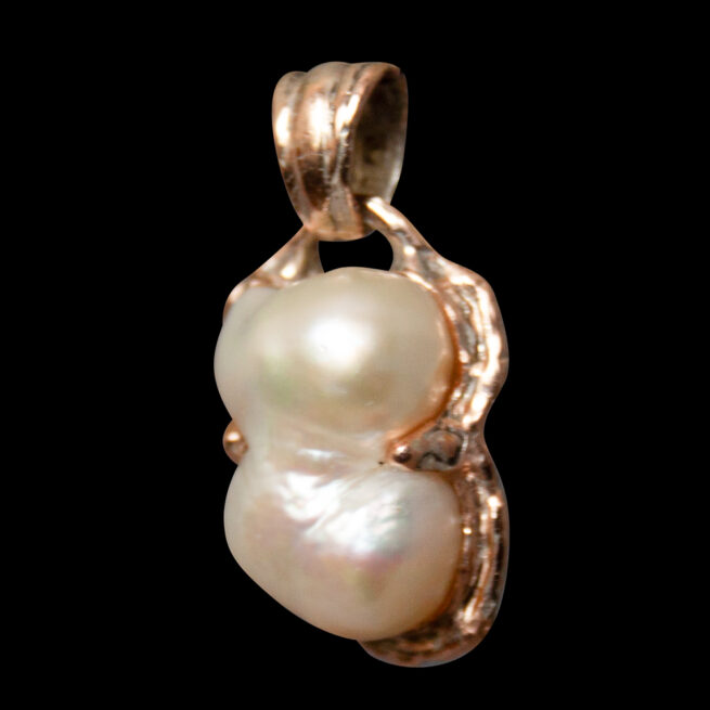 Pendentif Perles d'Eau Douce Jumelles Or 9 Carats – Image 3