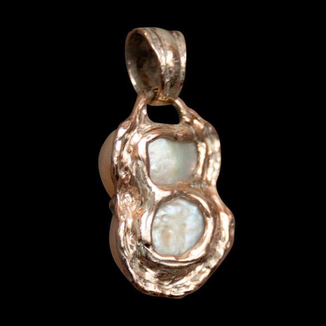 Pendentif Perles d'Eau Douce Jumelles Or 9 Carats – Image 5