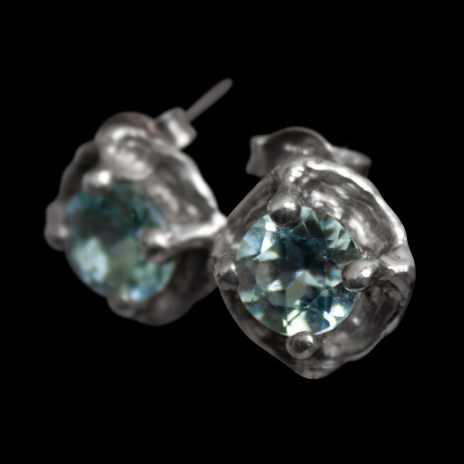 Faceted Blue Topaz Silver Studs - Image 4