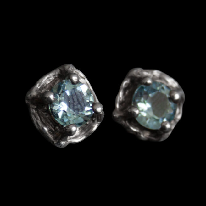 Faceted Blue Topaz Silver Studs - Image 2