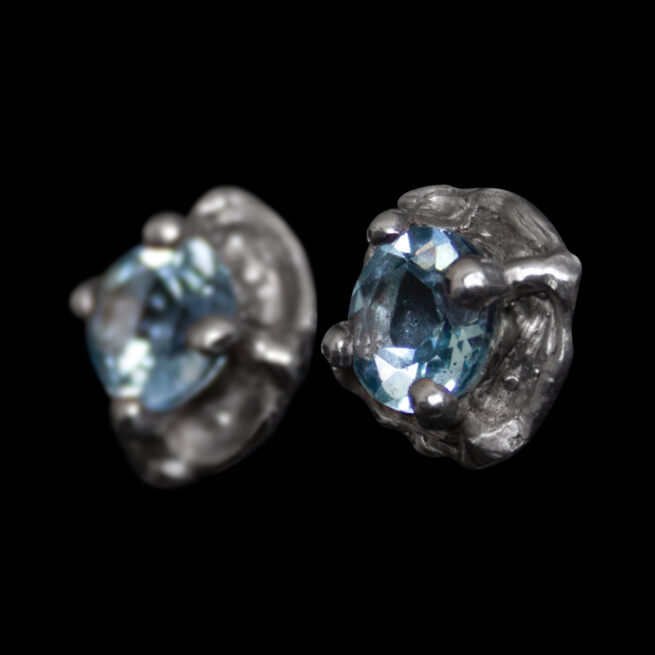 Faceted Blue Topaz Silver Studs - Image 5