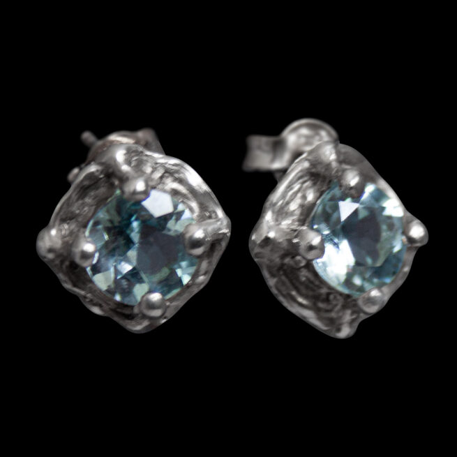 Faceted Blue Topaz Silver Studs - Image 3