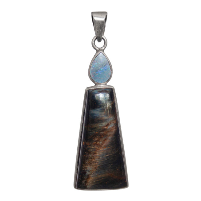 Hawk's Eye Blue Opal Pendant