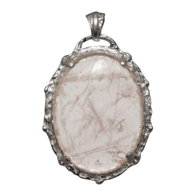 Large Oval Rose Quartz Gothic Pendant - Image 2