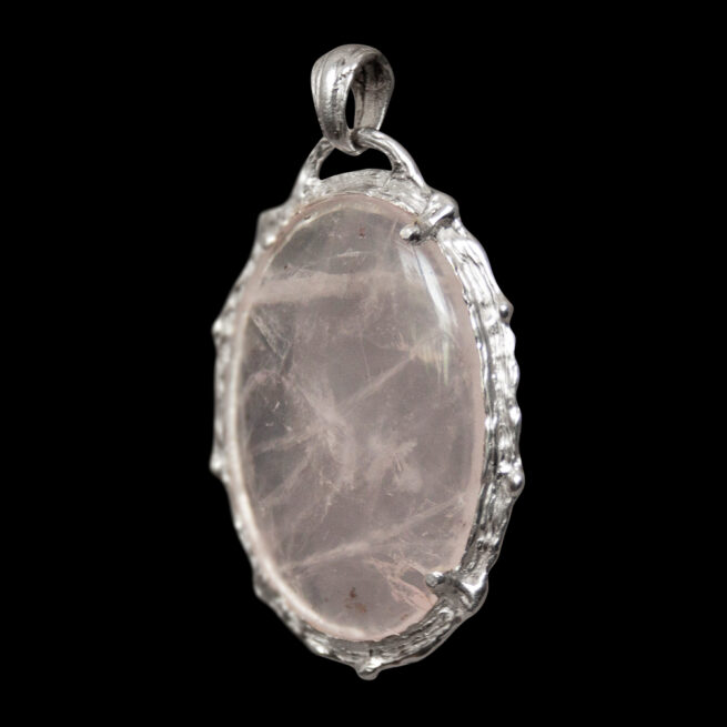 Large Oval Rose Quartz Gothic Pendant - Image 4