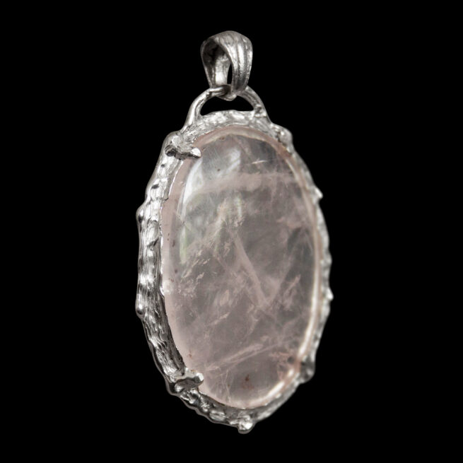 Large Oval Rose Quartz Gothic Pendant - Image 3