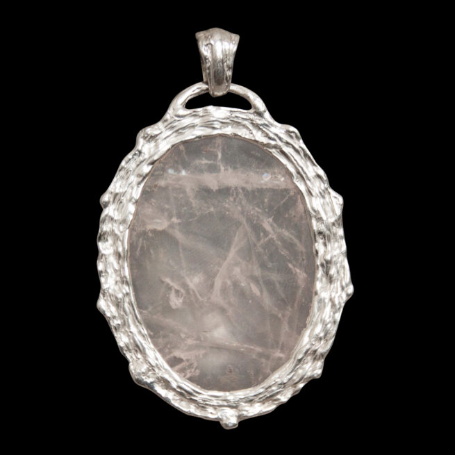 Large Oval Rose Quartz Gothic Pendant - Image 5