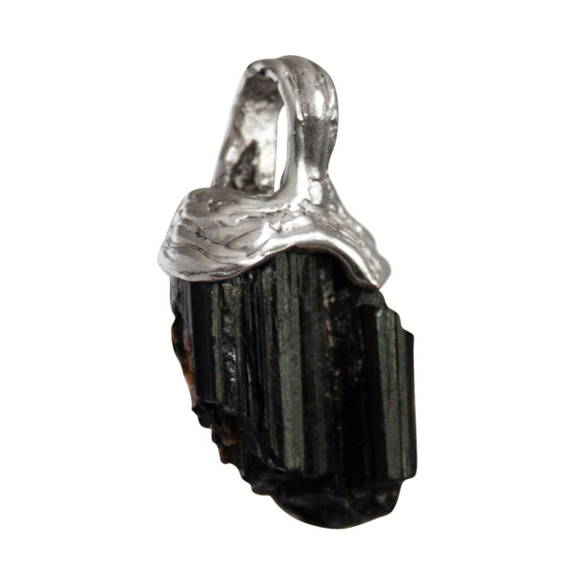 Pendentif Argent Tourmaline Noire Brute – Image 2