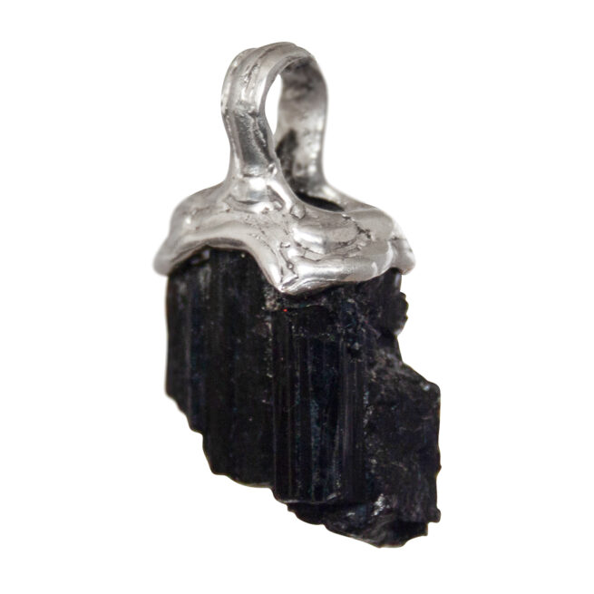 Pendentif Argent Tourmaline Noire Brute – Image 4
