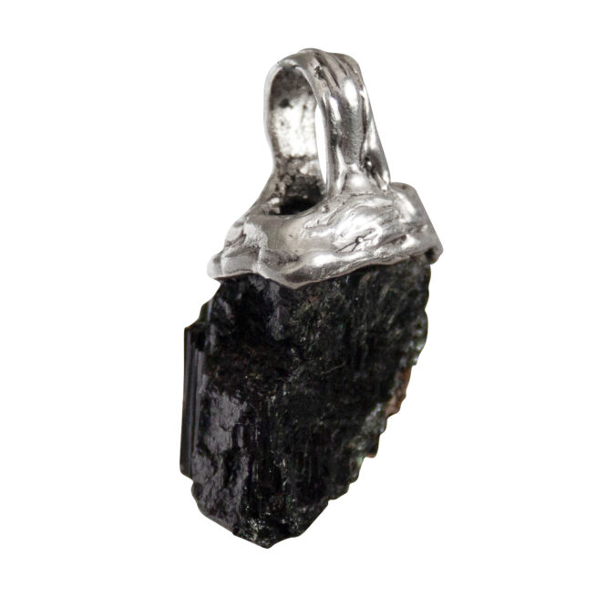 Pendentif Argent Tourmaline Noire Brute – Image 3