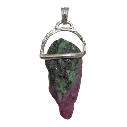 Raw Ruby Zoisite Silver Pendant