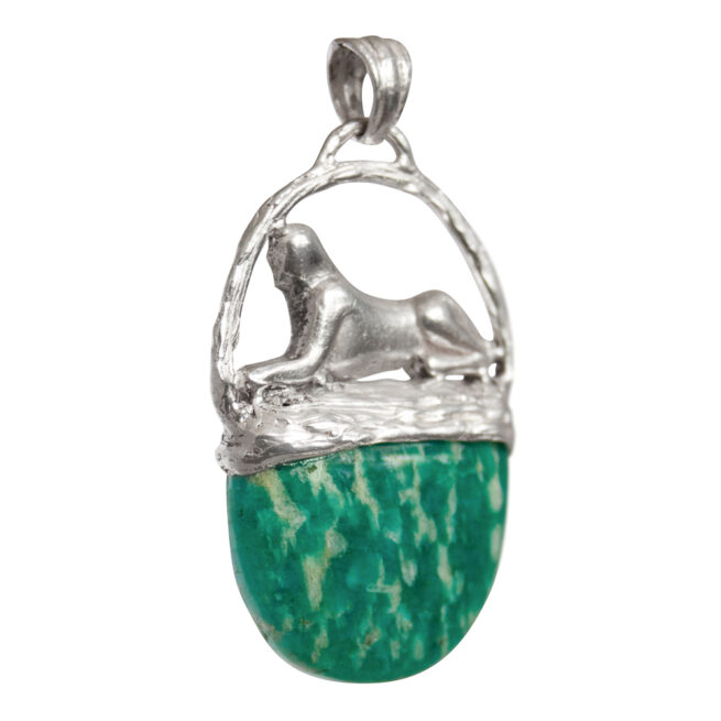 Silver Sphinx Amazonite Pendant - Image 2