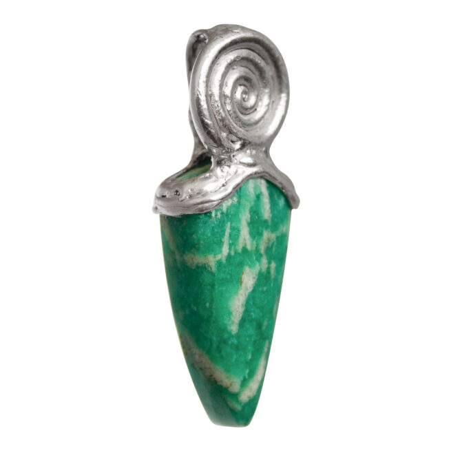 Silver Spiral Amazonite Tooth Pendant - Image 2