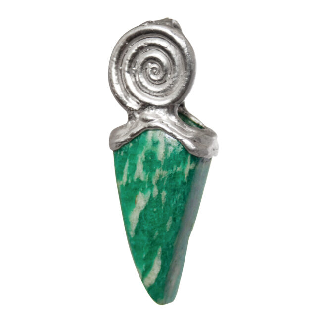 Silver Spiral Amazonite Tooth Pendant - Image 3