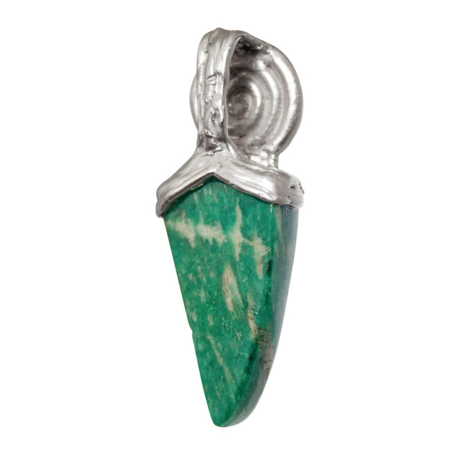 Silver Spiral Amazonite Tooth Pendant - Image 4