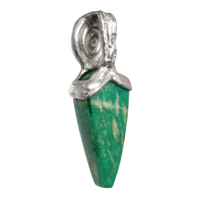 Silver Spiral Amazonite Tooth Pendant - Image 5