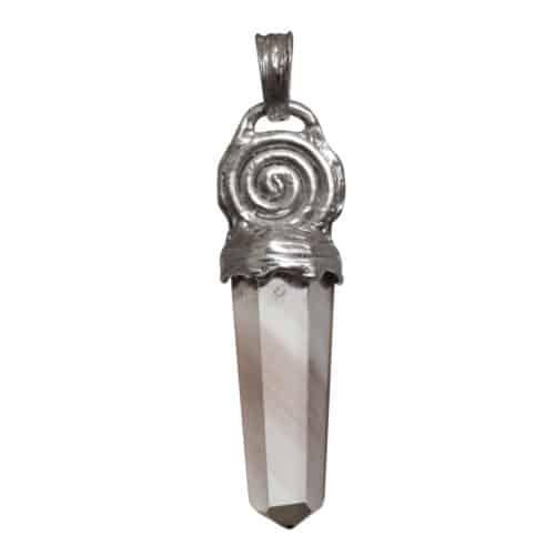 Silver Spiral Smoky Quartz Pendant