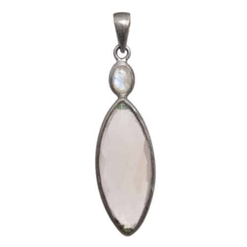 Smoky Quartz Moonstone Silver Pendant