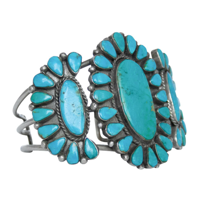 1960s Vintage Zuni Turquoise Tryptic Bracelet - Image 2