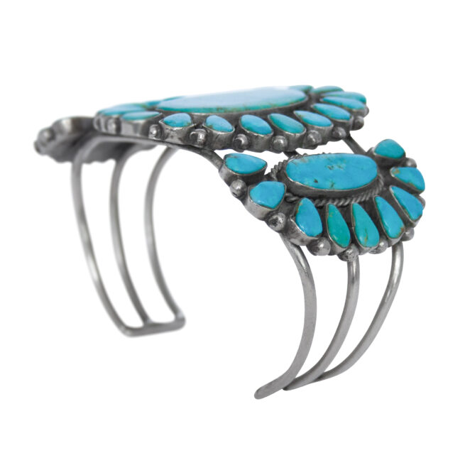 1960s Vintage Zuni Turquoise Tryptic Bracelet - Image 5
