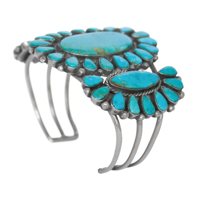 1960s Vintage Zuni Turquoise Tryptic Bracelet - Image 4