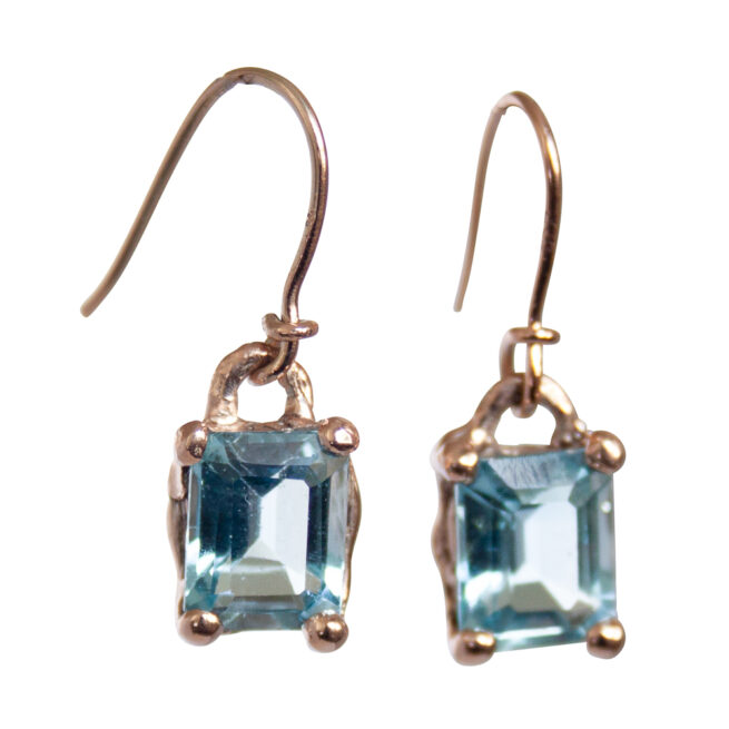 9K Gold Blue Topaz Drop Earrings - Image 7