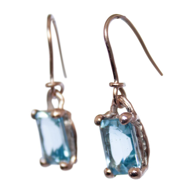 9K Gold Blue Topaz Drop Earrings - Image 6