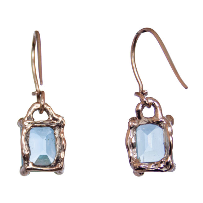9K Gold Blue Topaz Drop Earrings - Image 5