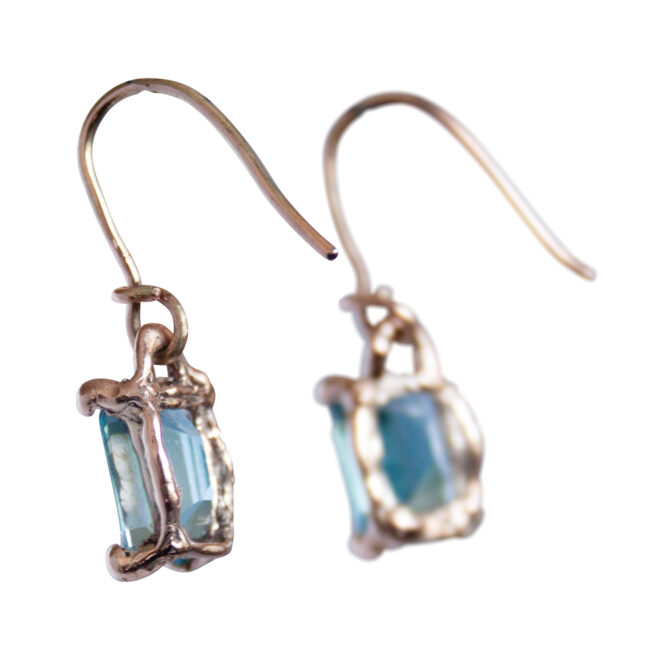 9K Gold Blue Topaz Drop Earrings - Image 3